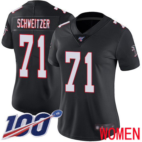 Atlanta Falcons Limited Black Women Wes Schweitzer Alternate Jersey NFL Football 71 100th Season Vapor Untouchable